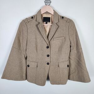 NWOT Banana Republic Tan Gold Metallic Wool‎ Blend Military Blazer Size 6 #0572